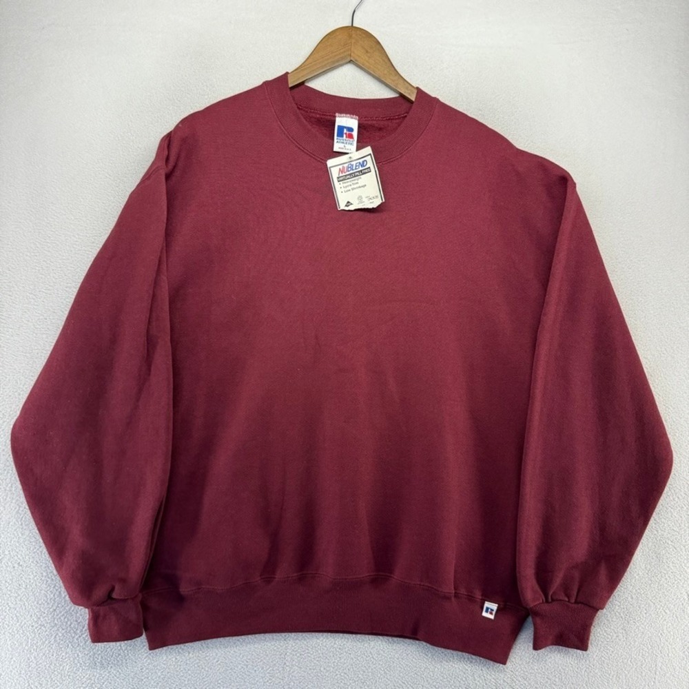 Vintage Russell Athletic Sweatshirt Mens Large Red Maroon Crewneck Blank USA NEW